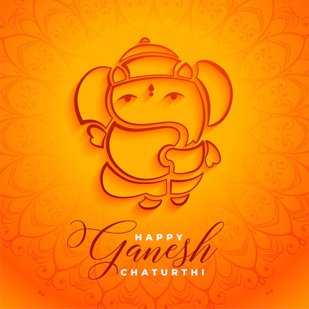 Vecteur gratuit seigneur hindou ganesha joyeux festival ganesh chaturthi salutation