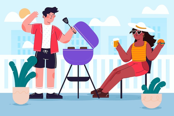 Vecteur gratuit séjour sur une terrasse sur le toit