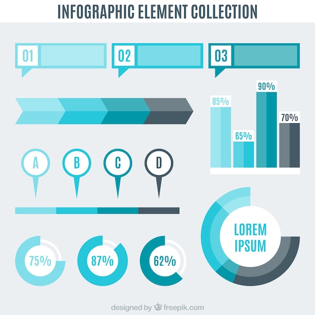 Sélection D'éléments Infographiques Fantastiques En Tons Bleus