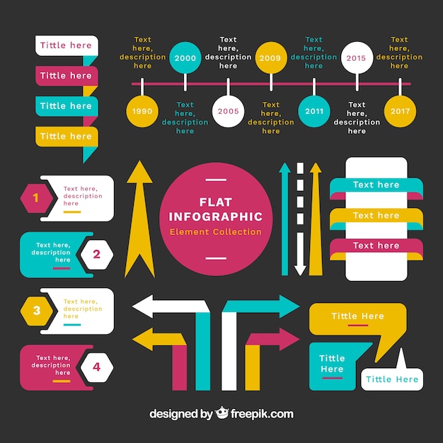 Vecteur gratuit sélection d'éléments infographiques avec de grandes couleurs