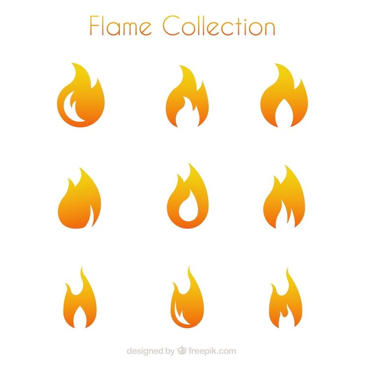 Vecteur gratuit sélection des flammes dans un style minimaliste