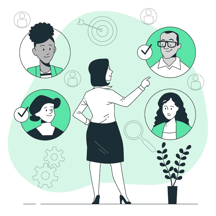 Vecteur gratuit sélection de l'illustration du concept d'équipe