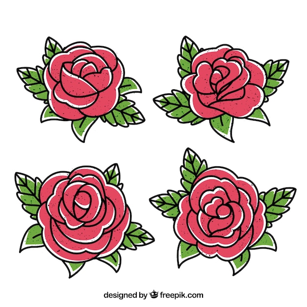 Vecteur gratuit sélection de roses décoratives