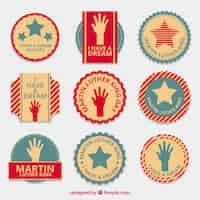 Vecteur gratuit sélection vintage de badges plats pour le jour martin luther king