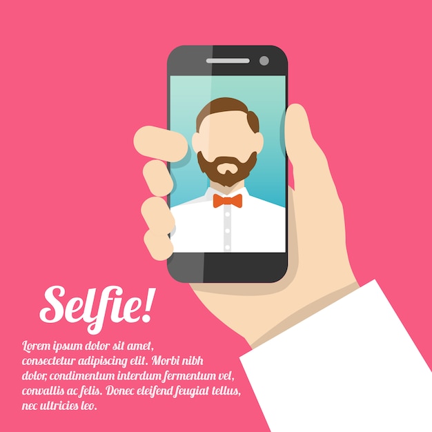 Vecteur gratuit selfie autoportrait avec modèle de texte