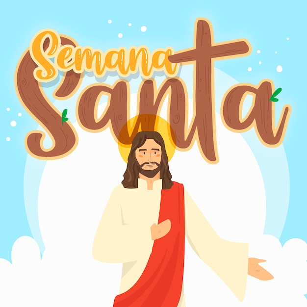 Vecteur gratuit semana santa avec jésus