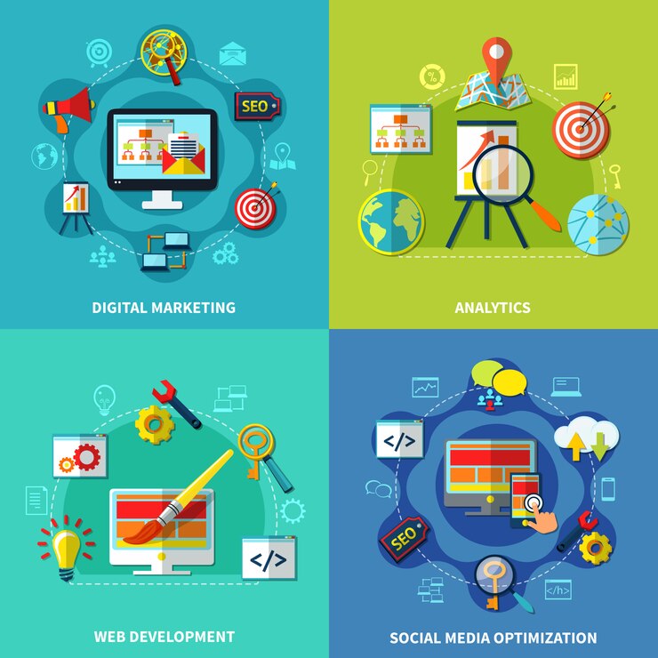 Vecteur gratuit seo square compositions set