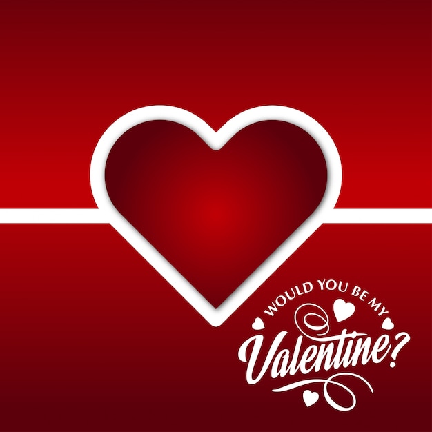 Vecteur gratuit seriez-vous mon valentine avec fond rouge et coeur