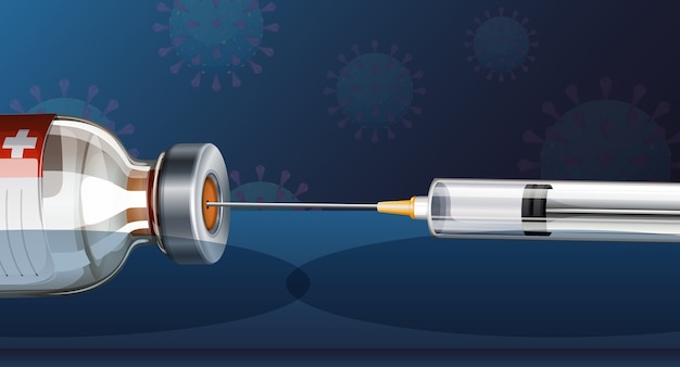 Seringue Médicale Avec Aiguille Pour Affiche Ou Bannière De Covid-19 Ou De Coronavirus