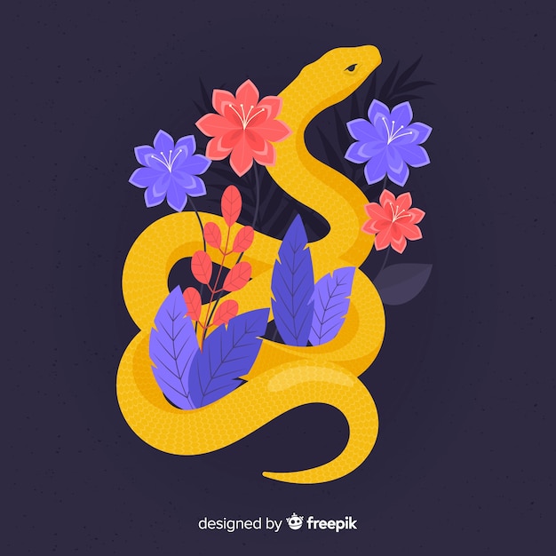 Serpent Avec Fond De Fleurs