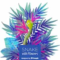 Vecteur gratuit serpent avec illustration de fleurs
