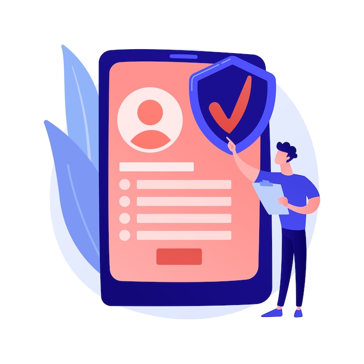 Vecteur gratuit service d'assurance à la demande. assureur digital, application mobile, business model innovant. clientèle féminine commande en ligne une police d'assurance.