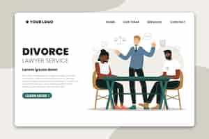 Vecteur gratuit service d'avocat en divorce - page de destination
