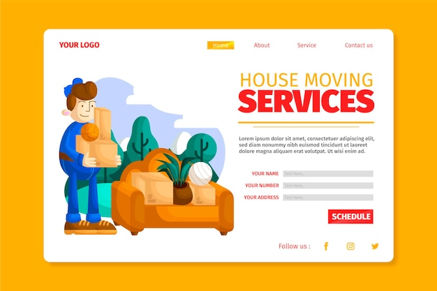 Vecteur gratuit services de déménagement de maison - page de destination