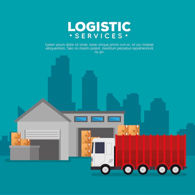 Vecteur gratuit services logistiques avec entrepôt