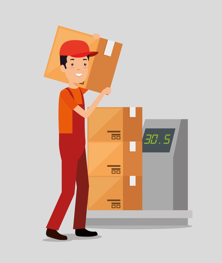 Vecteur gratuit services logistiques avec livreur