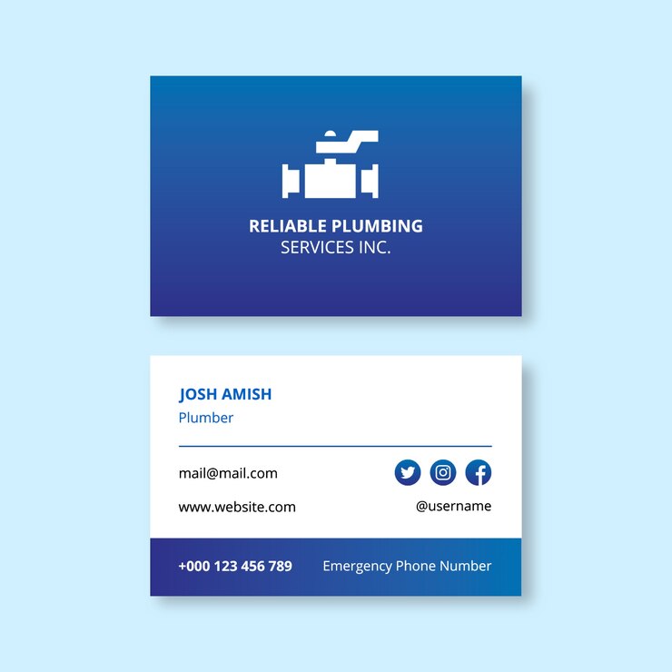 Vecteur gratuit services de plomberie inc. carte de visite