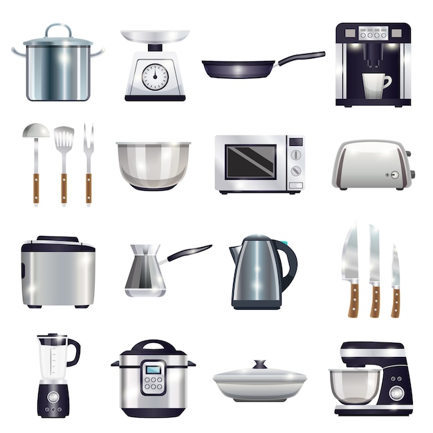 Vecteur gratuit set d'accessoires de cuisine