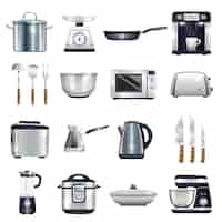 Vecteur gratuit set d'accessoires de cuisine