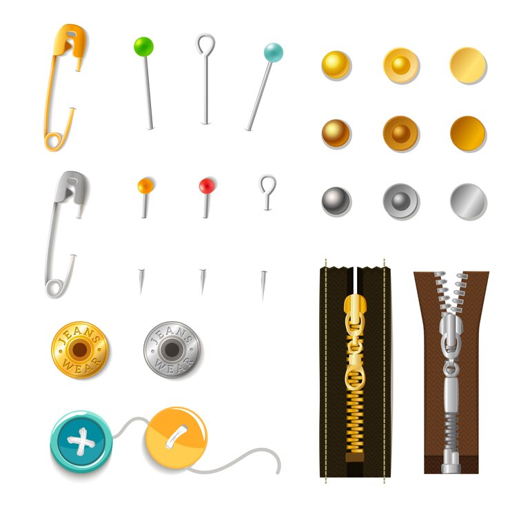 Vecteur gratuit set d'accessoires en métal