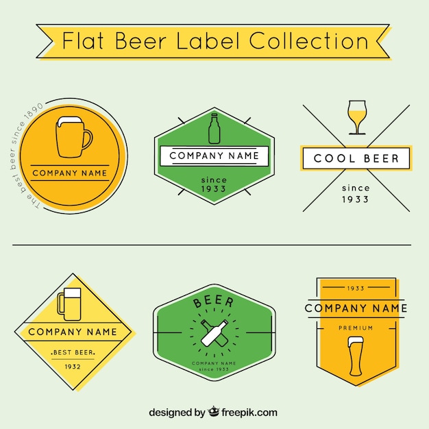 Vecteur gratuit set de badges colorés de bière