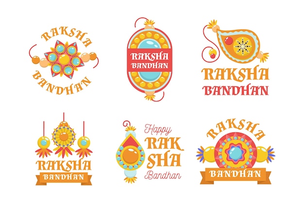 Vecteur gratuit set de badges raksha bandhan