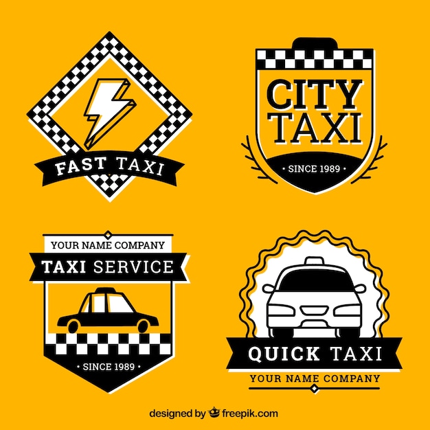 Vecteur gratuit set de badges de taxi