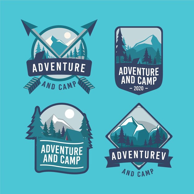 Set de badges Vintage Camping & Adventures