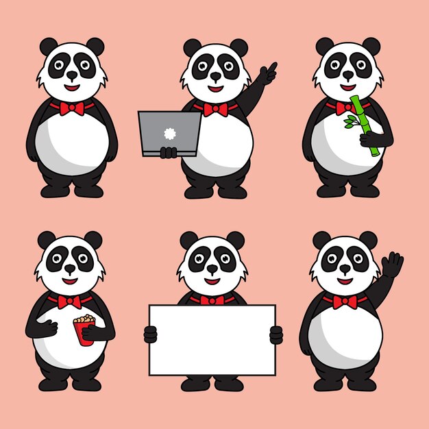 Carte D Anniversaire Avec Un Ours Panda Dans Un Style Plat Vecteur Gratuite