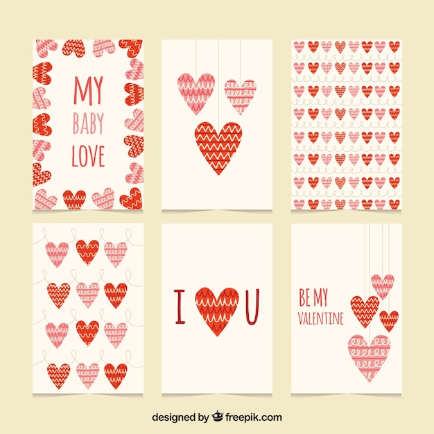 Set De Carte De Voeux Saint Valentin De Six