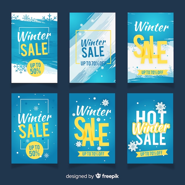 Set De Cartes De Soldes D'hiver