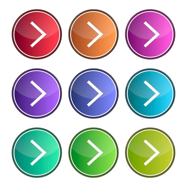 Vecteur gratuit set de couleurs multiples en gradient de flèches à droite