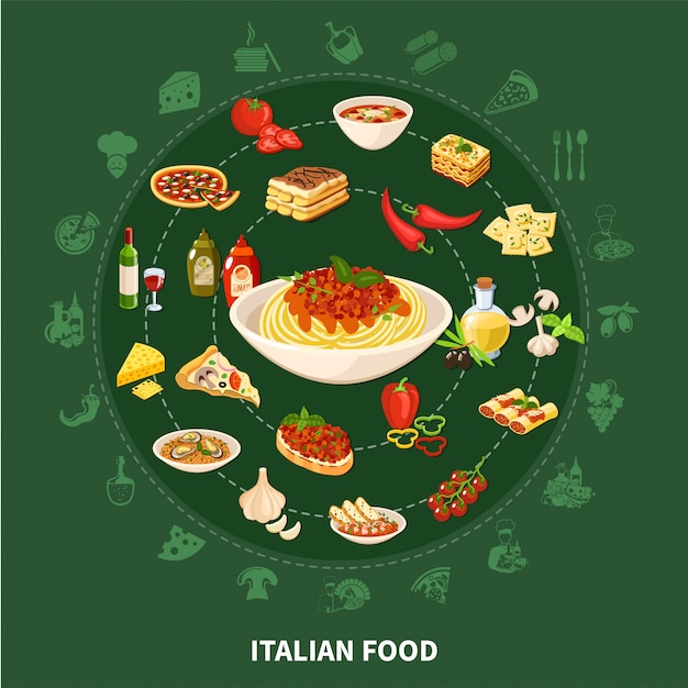 Vecteur gratuit set de cuisine italienne