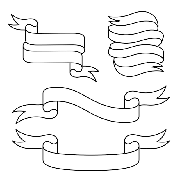 Vecteur gratuit set de dessins de bannières enchevêtrées