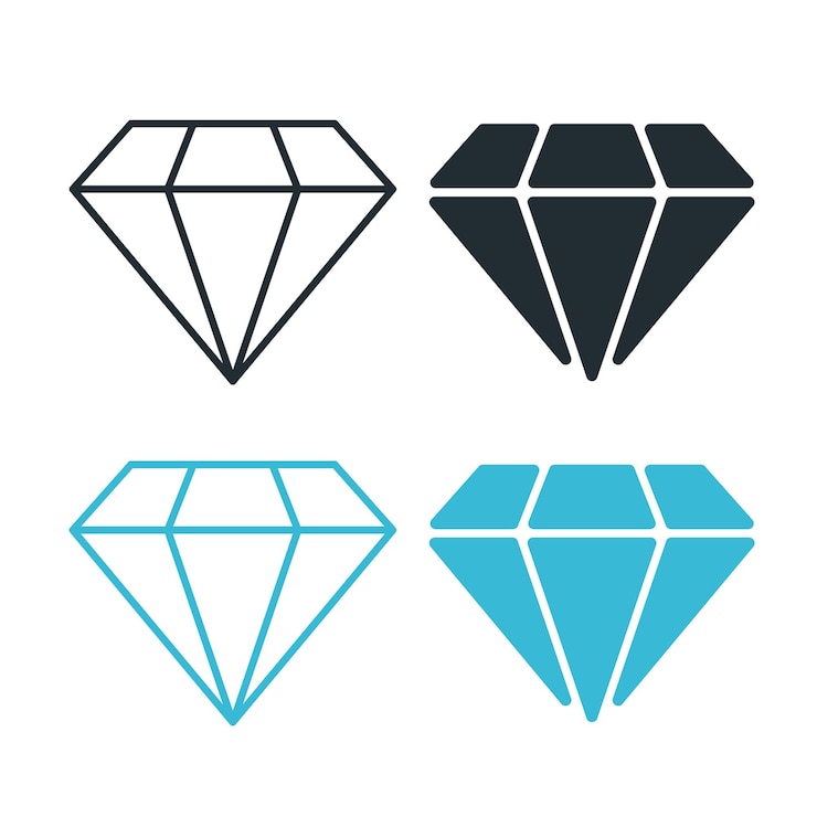 Vecteur gratuit set de diamants à styles multiples