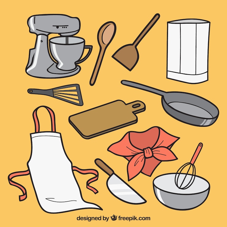 Vecteur gratuit set avec différents types d&#39;éléments de chef