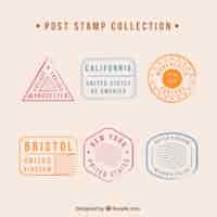 Vecteur gratuit set avec différents types de timbres de poste