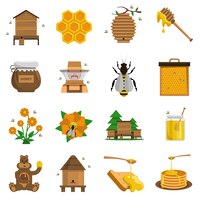 Vecteur gratuit set d icônes au miel