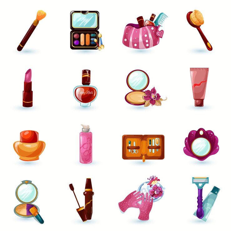 Vecteur gratuit set d&#39;icônes cosmétiques