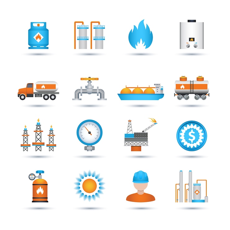 Vecteur gratuit set d&#39;icônes de gaz