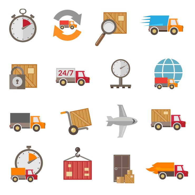 Vecteur gratuit set d&#39;icônes de livraison