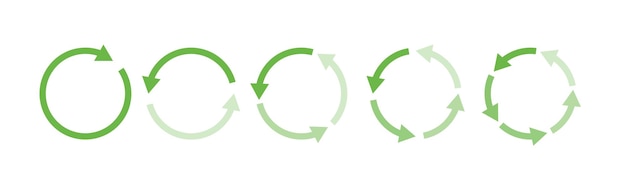 Vecteur gratuit set d'icônes de recyclage et de rotation des flèches