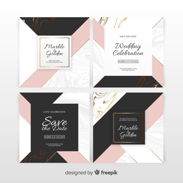 Set d&#39;invitation de mariage en marbre