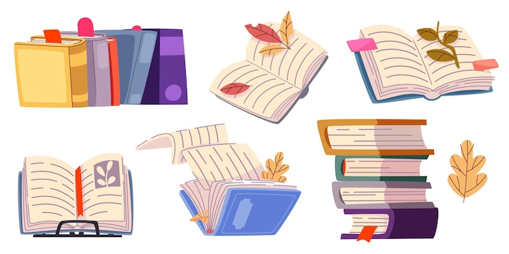 Vecteur gratuit set de livres de dessins animés