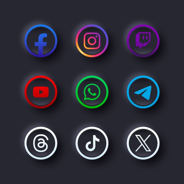 Vecteur gratuit set de logos de médias sociaux en gradient