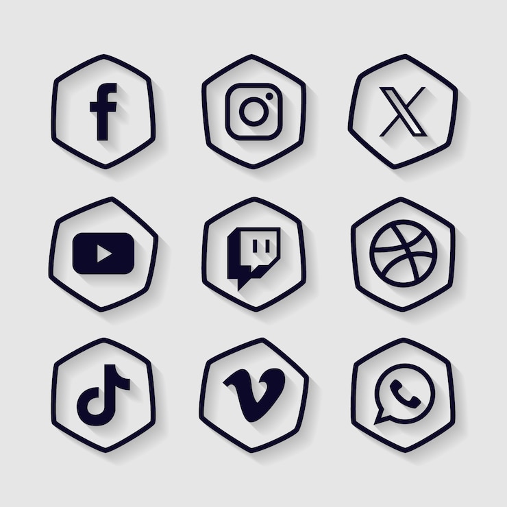 Vecteur gratuit set de logos plats dessinés à la main pour les médias sociaux