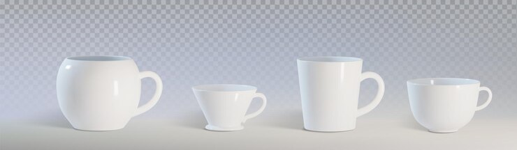Vecteur gratuit set de maquettes de tasses à café de différentes formes