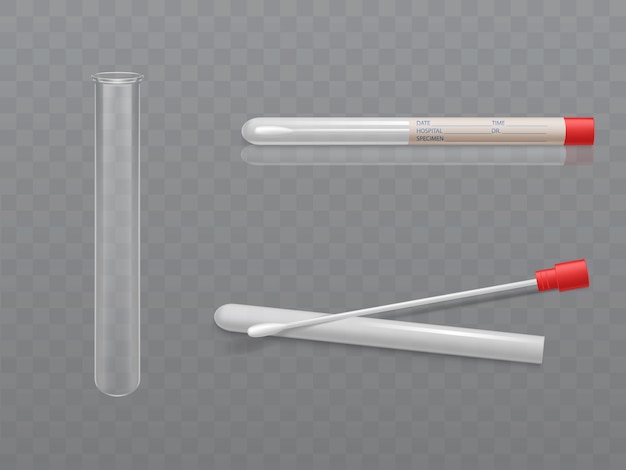 Set médical Vector pour analyse - pointe q avec coton-tige et tube à essai