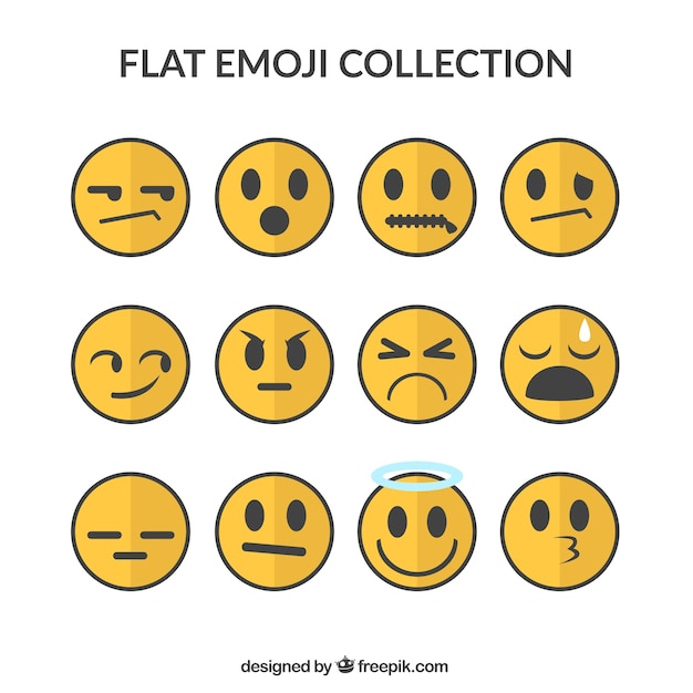 Vecteur gratuit set minimaliste de emojis décorative