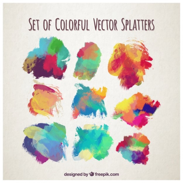 Vecteur gratuit set de projections colorées à l'aquarelle